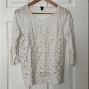 J Crew floral lace 3/4” sleeve top
